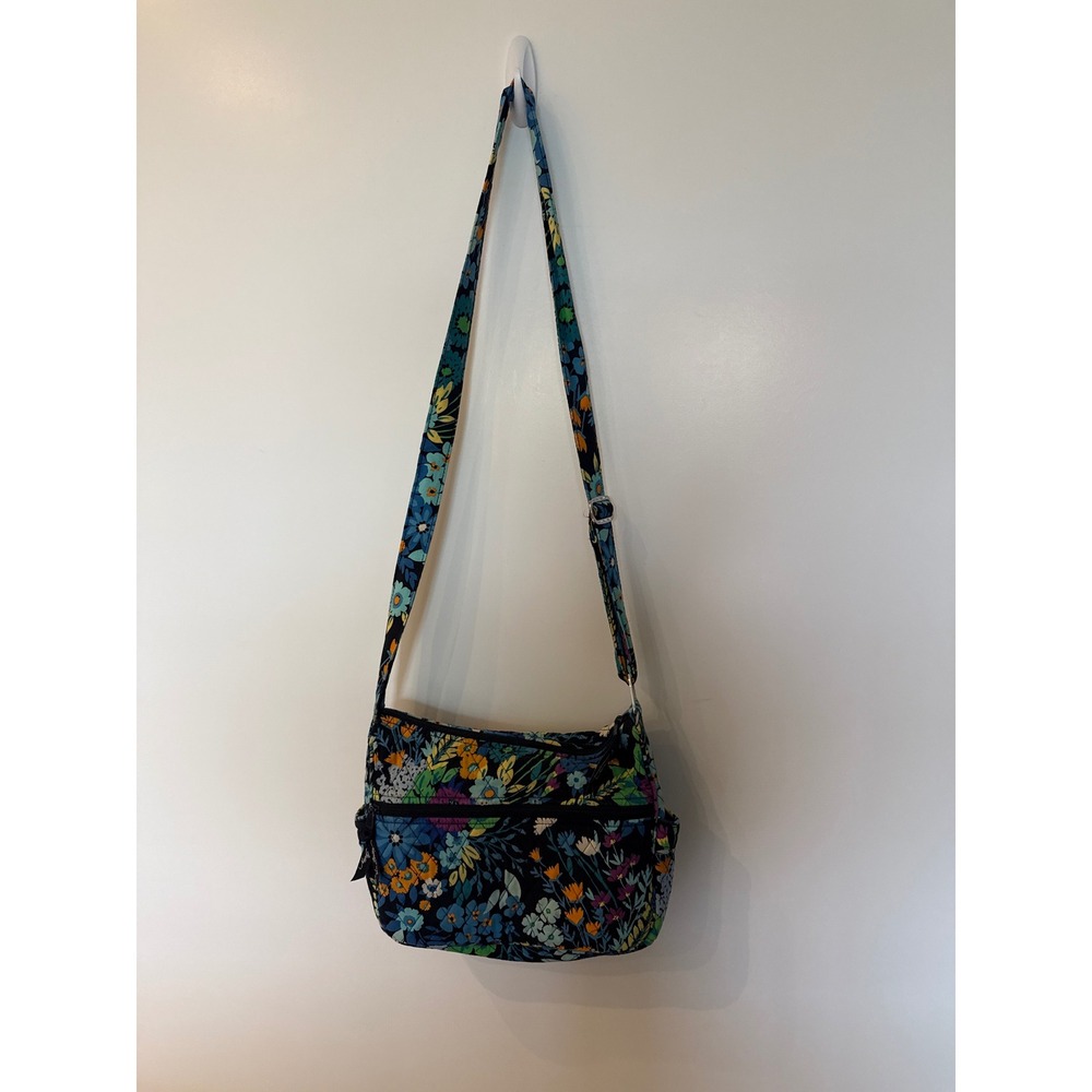 Vera Bradley Midnight Garden Quilted Cotton Crossbody Bag Adjustable Strap